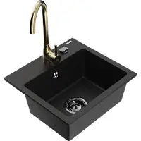 Mexen Évier en granit Milo avec mitigeur Telma, noir (6505-77-670200-50-B)