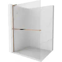 Mexen Kioto+ L paroi de douche avec étagère Walk-in 100 x 200 cm, transparent, or rose - 800-100-123-60-09