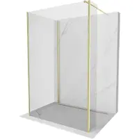Mexen Kioto paroi de douche Walk-in 110 x 75 x 30 cm, transparente, dorée brossée - 800-110-075-221-55-00-030
