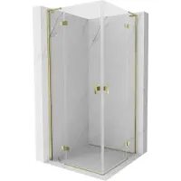 Mexen Mist-H L Duo cabine de douche avec portes battantes 80 x 80 cm, transparent, or - 8A5L-080L-080P-50-00