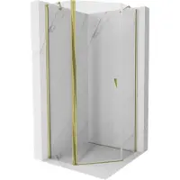 Mexen Mist cabine de douche pentagonale pivotante 90 x 90 cm, transparent, or - 8A8-090-090-50-00
