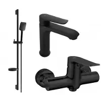 Mexen Pecos DS62 SET mitigeur de lavabo + mitigeur de douche avec accessoires , noir (72704DS62-70)