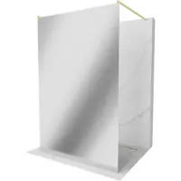Mexen Kioto paroi de douche à poser 100 x 200 cm, miroir 8 mm, or brossé - 800-100-002-55-50
