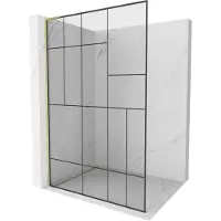 Mexen Kioto L paroi de douche Walk-in 100 x 200 cm, motif noir, or brossé - 800-100-103-55-78