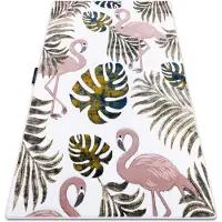 Rugsx Tapis PETIT GARDEN FLAMINGOS FEUILLES DE MONSTERA crème 120x170 cm