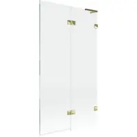 Mexen Lunar L Badewannenfaltwand, 2teilig, rechts, 100 x 150 cm, transparent, gold - 897L-100-100-50-00-P