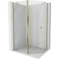 Mexen Mist cabine de douche pentagonale asymétrique pivotante 90 x 80 cm, transparent, or - 8A8-090-080-50-00