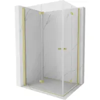 Mexen Mist-F Duo cabine de douche pliante 95 x 70 cm, transparent, or brossé - 8A6-095L-070P-55-00