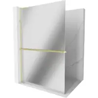 Mexen Kioto+ L paroi de douche avec étagère Walk-in 80 x 200 cm, miroir, or brossé - 800-080-123-55-50