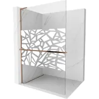 Mexen Kioto+ L paroi de douche Walk-in 70 x 200 cm, motif blanc, or rose - 800-070-123-60-85