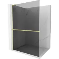 Mexen Kioto+ L paroi de douche avec étagère Walk-in 110 x 200 cm, graphite, or brossé - 800-110-123-55-40