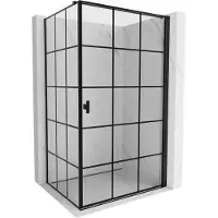 Mexen Mist-B cabine de douche rabattable droite 70 x 90 cm, grille noire, noir - 8A2T-070-090-70-77-P