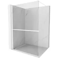 Mexen Kioto+ paroi de douche avec tablette de plain-pied 100 x 200 cm, transparent, blanc - 800-100-121-20-00