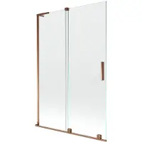 Mexen Velar L paroi de baignoire 2 panneaux coulissants 120 x 150 cm, transparent, or rose - 896-120-003-01-60