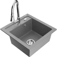 Mexen Vito 1 bac en granit avec mitigeur Elia, Gris - 6503-71-670101-00