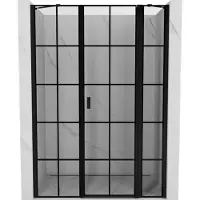 Mexen Mist Porte de douche battante droite 125 cm, grille noire, noire - 8A4-125-001-70-77-P