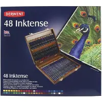 Derwent Inktense Permanent Aquarell Set cadeau dans une boîte en bois, 48 pièces (48 x)