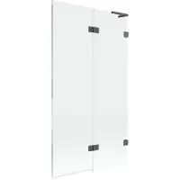 Mexen Lunar L Pare-bain à 2 volets à droite 100 x 150 cm, transparent, gris foncé brossé - 897L-100-100-66-00-P