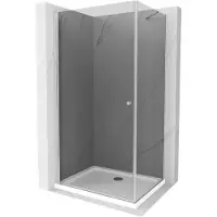 Mexen Pretoria Paroi de douche basculante 90 x 110 cm, graphite, chrome + receveur de douche Flat - 852-090-110-01-40-4010