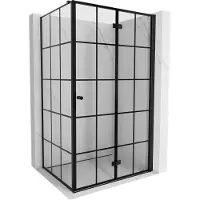 Mexen Mist-F T cabine de douche pliable droite 80 x 75 cm, grille noire, noire - 8A6T-080-075-70-77-P