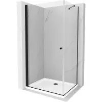 Mexen Pretoria Paroi de douche basculante 90 x 100 cm, transparente, noire + receveur de douche Flat - 852-090-100-70-00-4010B