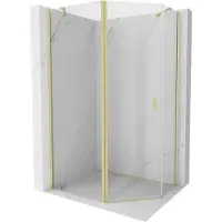Mexen Mist cabine de douche pentagonale asymétrique pivotante 90 x 80 cm, transparente, or brossé - 8A8-090-080-55-00