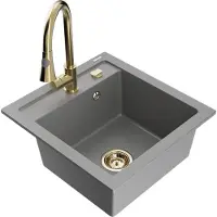 Mexen Vito 1 bac en granit avec mitigeur Elia, Gris - 6503-71-670101-50