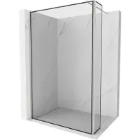Mexen Kioto Paroi de douche à l'italienne 110 x 40 cm, motif noir, nickel brossé - 800-110-212-97-70-040
