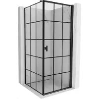 Mexen Cabine de douche battante Mist-B droite 100 x 100 cm, grille noire, noire - 8A2T-100-100-70-77-P
