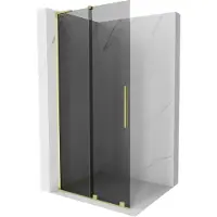 Mexen Velar L cloison de douche coulissante Walk-in 110 x 200 cm, graphite 8 mm, or brossé - 871-110-003-43-55