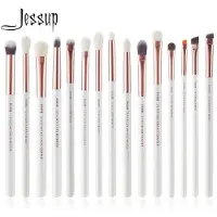 Jessup ensemble de pinceaux de maquillage pour les yeux professionnel 15 pices blanc/or Rose Premium naturel-synthtique ombre paupires mlan