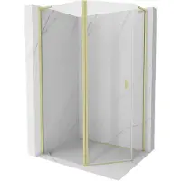 Mexen Mist L cabine de douche pentagonale asymétrique pivotante 100x90 cm, transparent, or brossé - 8A8L-100-090-55-00