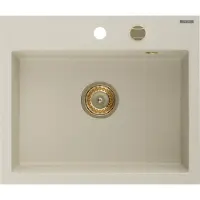 Mexen Oscar Evier en granit à 1 niveau 580 x 490 mm, beige, siphon doré - 6519581000-69-G