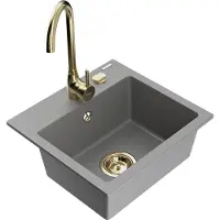 Mexen Évier en granit Milo avec mitigeur Telma, gris (6505-71-670200-50)