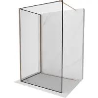 Mexen Kioto Paroi de douche Walk-in 140 x 120 cm, motif noir, laiton brossé - 800-140-212-65-70-120