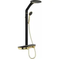 Mexen Bolt ensemble de douche apparente avec pomme de douche et robinet, noir/or - 78108-75
