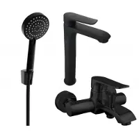 Mexen Pecos R75 Ensemble de mitigeurs de lavabo et de baignoire avec accessoires, noir (72713R75-70)