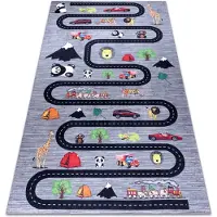 Rugsx Tapis lavable BAMBINO 2092 Ruelles, voitures pour les enfants antidérapant - anthracite 80x150 cm
