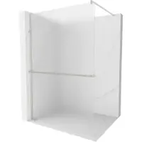 Mexen Kioto+ Paroi de douche à l'italienne avec étagère 100 x 200 cm, verre laiteux, nickel brossé - 800-100-121-97-30