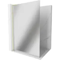 Mexen Kioto L paroi de douche Walk-in 90 x 200 cm, miroir, en or brossé - 800-090-103-55-50