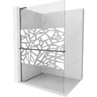 Mexen Kioto+ L paroi de douche avec étagère Walk-in 120 x 200 cm, motif blanc, gun metal - 800-120-123-95-85
