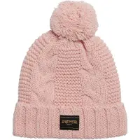 Superdry Femme Tricoté Torsade Bonnet En Maille, Rose &amp; Noir