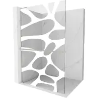 Mexen Kioto+ L Paroi de douche avec tablette à poser 90 x 200 cm, motif blanc, nickel brossé - 800-090-123-97-97