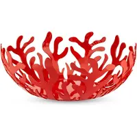 Alessi ESI01/29 R Mediterraneo Porte-Fruits en Acier Inoxydable Color avec Rsine Epoxy Rouge