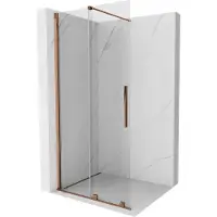 Mexen Velar Paroi de douche à l'italienne 90 x 200 cm, transparent 8 mm, or rose - 871-090-000-03-60