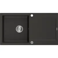 Mexen Leo évier 1 bac en granit avec égouttoir 900 x 500 mm, noir/or métallisé - 6501901010-75