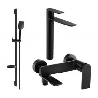 Mexen Zero SET Mélangeur lavabo + bain avec accessoires DS62, noir (7113DS62-70)