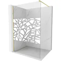 Mexen Kioto Paroi de douche à l'italienne 90 x 200 cm, motif blanc 8 mm, or brossé - 800-090-101-55-85