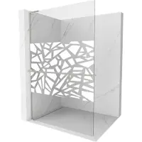 Mexen Kioto+ L Paroi de douche à l'italienne avec étagère 80 x 200 cm, motif blanc, nickel brossé - 800-080-123-97-85