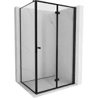 Mexen Mist-F T cabine de douche pliante droite 110 x 100 cm, cadre noir, noir - 8A6T-110-100-70-70-P